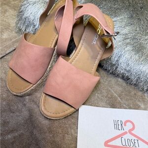 Soda Blush Pink Espadrille Platform Sandals